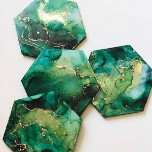 Handmade <b>Wooden</b> Coasters Layered Metallic Glitter Mats Modern <b>square</b> Design Customizable Options for Home Office <b>Coffee</b> <b>Table</b> - Product Image 5