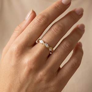 Anillo Infinito de Diamantes con Corte Marquesa de Lujo para Mujer, Plata de Ley 925 Chapada en Oro, Anillo de Compromiso y Boda, Joyería con Circonitas - Product Image 3
