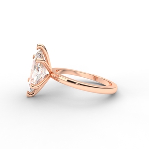 IGI Certified Marquise Cut Lab Grown Diamond Solitaire Engagement <b>Ring</b> in 14K Rose / White & Yellow Gold - Product Image 2