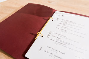 Carpeta de cuero hecha a mano de la carpeta del restaurante de la cubierta del menú A4 personalizado con el repujado de la LMC-0057 para los hoteles y los restaurantes - Product Image 4