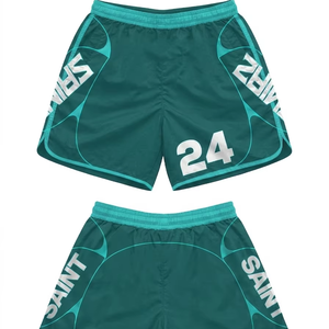 Premium 120 GSM polyester <b>windbreaker</b> shorts teal contrast panel athletic fit custom heat transfer logo Nylon Plain Dyed - Product Image 1