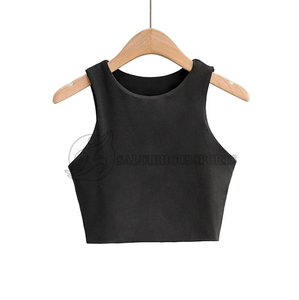 Débardeur court sexy à col rond sans manches pour femme, grande taille, uni, écologique, respirant, séchage rapide, automne, fitness, gym, décontracté - Product Image 4