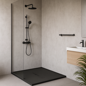 Receveur de <span class=keywords><strong>douche</strong></span> en marbre américain durable et luxueux, gain de place, 54x42, avec bride de carrelage en aluminium à seuil unique pour projets haut de gamme - Product Image 1