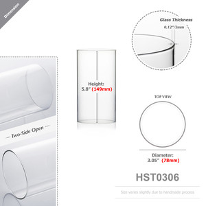 HST0306 - Abat-jour transparent pour bougie Hurricane, tube cheminée [sans fond] - 3 x 6 - Product Image 5