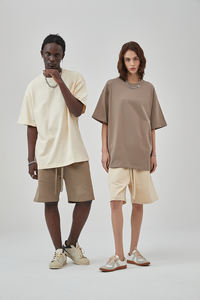 Camiseta de algodón en blanco Camiseta de hombro caído de gran tamaño Logotipo personalizado Camiseta de peso pesado de alta calidad para hombres - Product Image 4