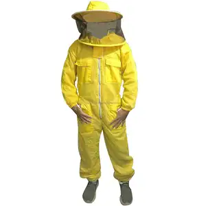 Giacca di apicoltura di colore giallo è completamente ventilato 3 strati giacca Ultra ventilata è facile da rimuovere il cappuccio rotondo delle api attrezzature