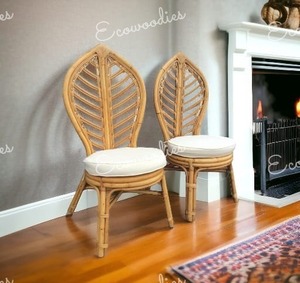 Silla de mimbre estilo hoja de loto hecha a mano diseño Floral elegante asiento de bambú o sala de estar Vintage Relax Chairr - Product Image 5