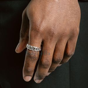 Hip Hop Fine Jewelry <b>for</b> <b>Men</b> 14K Gold Plated Solid 925 Silver Cuban Link Ring Trending Moissanite Rings - Product Image 2