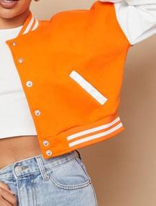 Women's Custom Letterman Baseball Varsity <b>Jacket</b> Fall Winter Quilted Breathable Wool <b>Lining</b> Embroidered Eco-Friendly OEM - Product Image 3