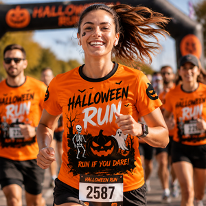 T-shirt de sport à séchage rapide pour course 5 km, marathon amusant, en polyester avec impression par sublimation, léger, en maille, pour événement sportif d'Halloween - Product Image 2