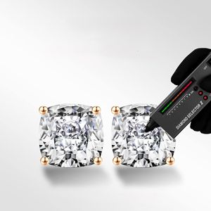 Pendientes de moissanita con corte cojín para mujer, pendientes de diamantes creados en laboratorio Clarity VVS1 18K blanco amarillo oro rosa oro rutenio oro - Product Image 3