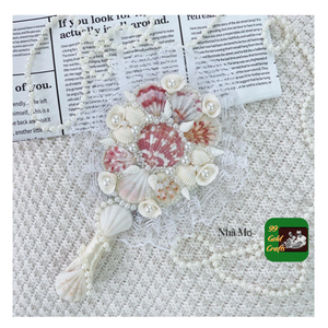 DECORATIVE HANDCRAFTED SEASHELL <b>MIRROR</b> NATURAL MATERIALS COASTAL STYLE HOME ACCESSORY AND WALL DECOR - Product Image 5