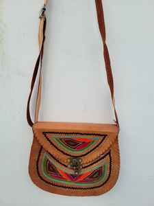 Brown Cotton/Spandex Beaded Embossed Crossbody Tote <b>Handbag</b> for Ladies-Gift for Him or Her - Product Image 6