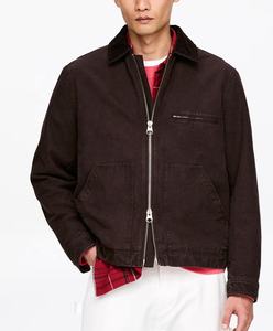 Veste de travail pour homme, col rabattu, doublée de duvet, style délavé à l'acide, broderie lourde, printemps, marque OEM personnalisée - Product Image 5