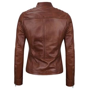 Chaqueta de Motocicleta de Invierno para Mujer, de Piel de Oveja, con Cremallera, Ecológica, Antiarrugas, Térmica, Cortavientos y de Secado Rápido - Product Image 3
