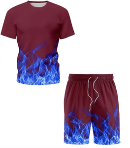 Custom Unisex Autumn Solid Short-Sleeved Polyester/Cotton <b>Track</b> Shorts Men's 2-Piece Sprinter <b>T</b>-Shirt Sets - Product Image 5