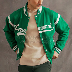Chaqueta Varsity Letterman para Hombre con Bolsillos Delanteros y Dobladillo Acanalado, Cuello Alto, Cierre de Botones Forrados en Tela de Lona - Product Image 2