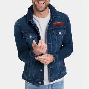 Veste en jean d'hiver pour homme, nouvelle conception, boutonnée, manches longues, couleur bleu foncé, style streetwear, veste chaude d'hiver pour homme - Product Image 2