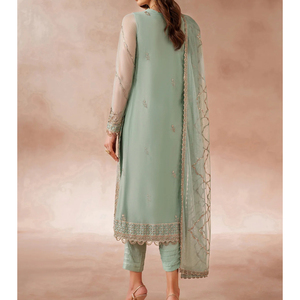 Elegant <b>Women</b> Shalwar Kameez <b>Suit</b> with Embroidered Cotton Silk Casual Kurta Straight <b>Trousers</b> Matching Dupatta for Daily Wear - Product Image 2