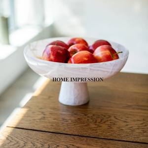 Bol de service en marbre blanc avec bol de fruits et de collations de forme ovale de la plus grande qualité au meilleur prix Fourniture de table artisanale - Product Image 1