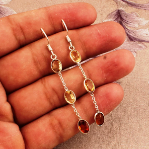 ชุดขอบโกเมนสีแดงรูปวงรีสามชิ้นทำด้วยมือ925เงินสเตอร์ลิงต่างหูแบบยาวสำหรับผู้หญิงและเด็กผู้หญิง - Product Image 2