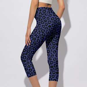 Leggings mi-longs en tricot pour femmes, taille mi-haute, épais, extensible, décontracté, fitness, yoga, pantalon imprimé - Product Image 1