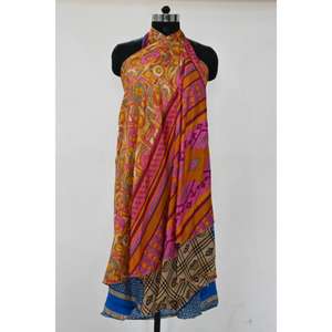 Women's Summer <b>Boho</b> Floral Printed Silk Wrap maxi <b>Skirt</b> Vintage Reversible Sari with Natural Waistline Lightweight Festival Wear - Product Image 4