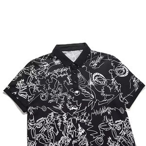 เสื้อโปโลแขนสั้นเข้ารูปลำลองสำหรับผู้ชายเสื้อโปโลแขนสั้นพิมพ์ลายฤดูร้อนคอตั้ง - Product Image 3