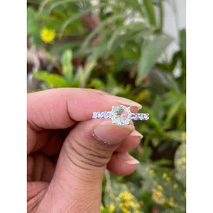 Natural Aquamarine Tanzanite <b>Ring</b> 925 Sterling Silver Handmade Gemstone <b>Ring</b> Wholesale Jewelry Supplier - Product Image 1