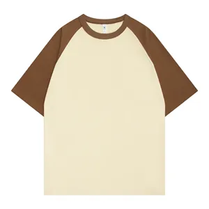 Camiseta Raglan masculina de manga curta com gola redonda 100% algodão em branco, manga curta feita de algodão, camiseta masculina de gola redonda 204