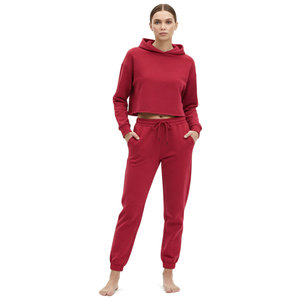 Ensemble de survêtement deux pièces unisexe pour femme, style vintage urbain, 100 % coton léger, coupe droite, longueur intégrale, avec empiècements - Product Image 2