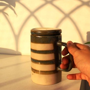 Tasse à café en céramique recyclée écologique grise texturée Produit de vente chaud Tasse en céramique faite à la main imprimée Tasses à café - Product Image 5