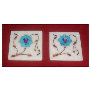 Top High Quality Marble Inlaid Pure White Marble Natural Shinning <b>Coaster</b> <b>Set</b> for Kitchen Decoration Item - Product Image 1