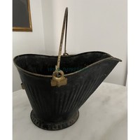 Meilleure vente seau à charbon en métal avec ombre antique en cuivre seau de stockage de charbon avec poignée de tige foyers accessoires articles fournitures