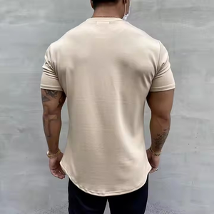 T-shirts d'entraînement de gymnastique pour hommes de haute qualité Conception d'épaule tombante respirante surdimensionnée Logo personnalisé 100% coton OEM - Product Image 5