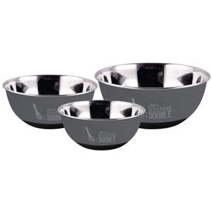 สแตนเลสขายส่งพรีเมี่ยมด้านนอกประดับด้วยลูกปัดชามสลัดกันลื่นชุด 3 ชิ้น - Product Image 1