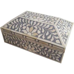 Boîte en os incrusté artisanale indienne, boîte à bijoux en résine, fabriquée à la main par ART, motif safari, boîte décorative - Product Image 1