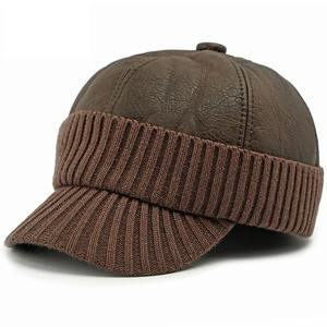 High Quality Thick PU Leather Cap Warm <b>Winter</b> Baseball <b>Hat</b> with Earflap for <b>Men</b> Sporty Terry Fabric Dad Ear Flap Snapback - Product Image 4