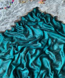 Saree avec chemisier beige fête porter concepteur vêtements de mariage dentelle bordure soies Saris inde vert femmes adultes inde et Pakistan 500 vêtements - Product Image 2