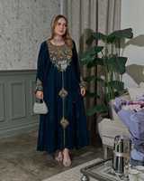 Abaya Kaftan pour femmes musulmanes arabes AWAIS HOUSE - Tissu en georgette, design perlé à la main, taille plus, léger, col haut