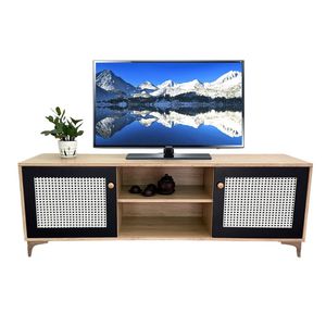 KTV68091 Modern and Traditional TV <b>Stand</b> with Mesh <b>Doors</b> Plywood MDF Wood for Living Room Bedroom or Home Office Furniture - Product Image 1