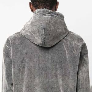 Sudadera con capucha de lavado ácido para hombres Regular Fit 100% algodón polar transpirable y secado rápido con cordón capucha al por mayor Vintage - Product Image 6