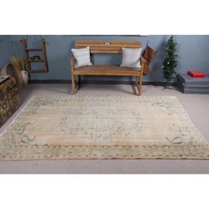 Turkish Large Rug 5.3x8.2 ft, Vintage <b>Brown</b> Moroccan <b>Wool</b> Rug - Product Image 2