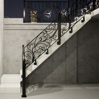 Rampe d'escalier moderne en fer forgé/acier pour villa, terrasse/porche : ajoute du caractère, sécurité et charme. Modèle 3D personnalisé disponible. Garantie 1 an.