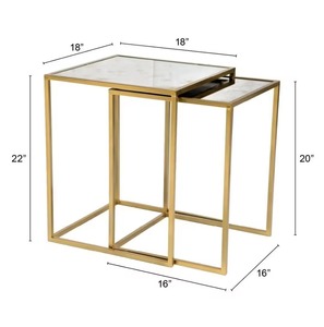 Juego de mesa de centro de 2 piezas de madera rústica Industrial moderna, construcción de Metal duradero con bandeja superior para muebles de sala de estar - Product Image 5