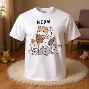 Camiseta Infantil Promocional con Diseño de Pila de Gatitos Anime para Amantes de los Gatos - Product Image 2