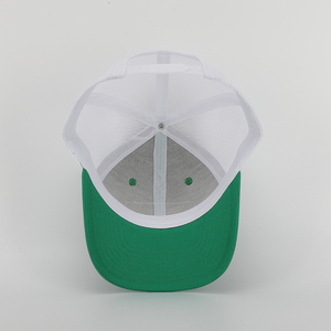 Premium Men's 6-Panel Green Cotton Twill Leather Patch Logo Mesh Gorras 112 Trucker Cap Hat Custom High Quality Puff Printing - Product Image 6