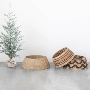 Círculo Seagrass Collar Falda Adornos de Navidad Collares de árbol redondos Base Decoraciones para árboles - Product Image 5