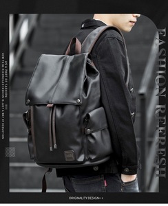 IStapromo Gifts Men PU Leather <b>Backpack</b> for <b>Laptop</b> Male Business Mochilas Couro Masculina Motorcycle Back Pack Travel - Product Image 3