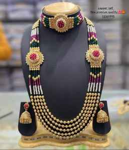 <b>INDIAN</b> TRADITIONAL and FASHIONABLE COPPER JEWELLERY BRIDAL WEDDING JEWELLERY <b>SET</b> for WOMEN EARRINGS and NECKLACE <b>SET</b> - Product Image 4